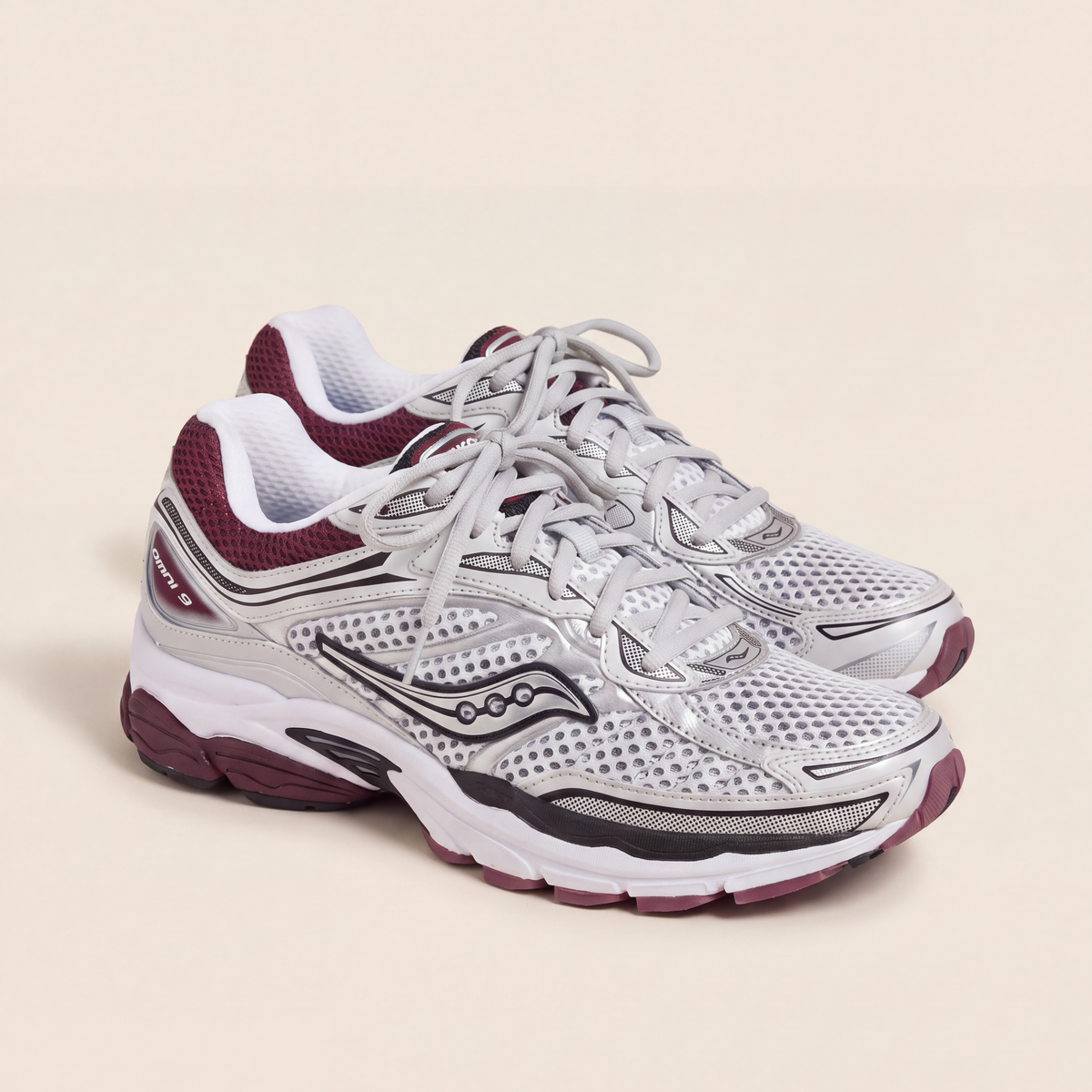 Saucony ProGrid Omni 9 in Silver / Brown