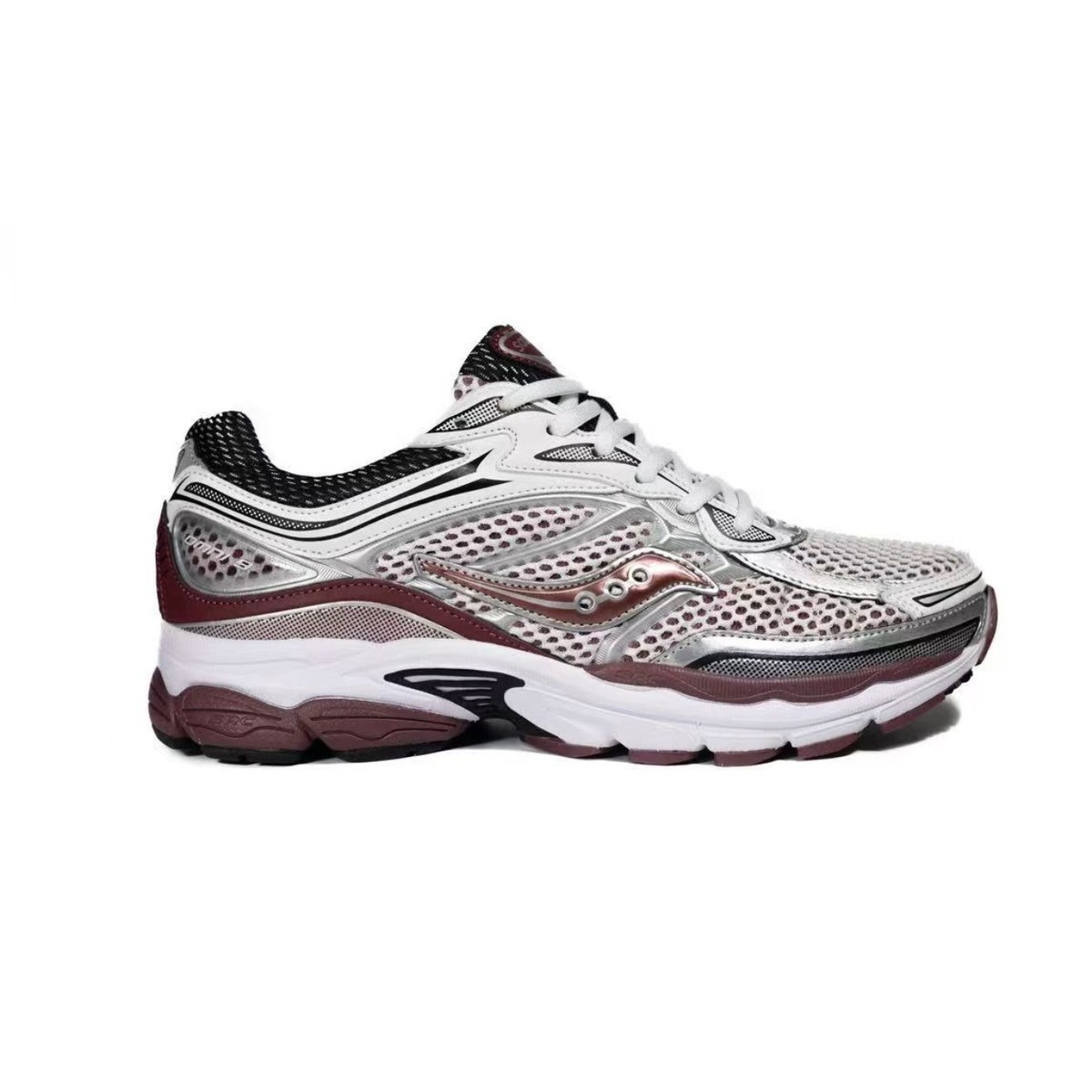 Saucony ProGrid Omni 9 in White / Silver / Burgundy